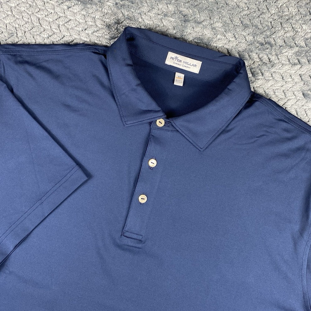 Peter Millar Summer Comfort Polo Shirt Mens XL Blue Performance Golf 6ixthStreet